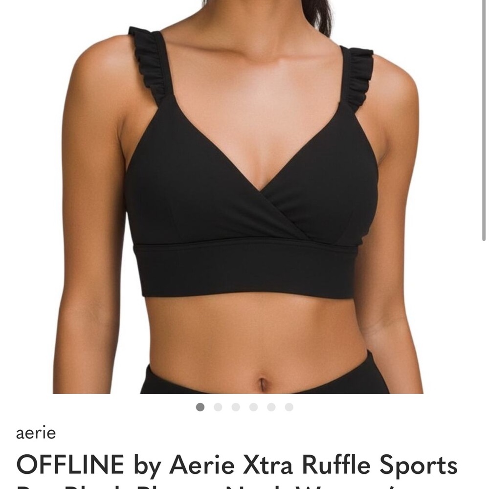 Aerie OFFLINE Black Ruffle Sports Bra